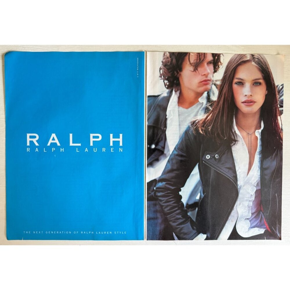 Vintage Y2K Ralph Lauren Leather Jacket Sultry Sexy Model Advertisement Print Ad